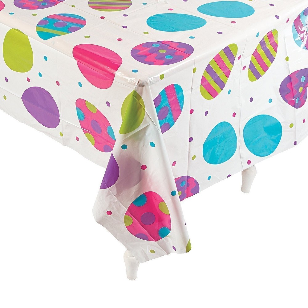 Decorate any table with colorful Easter eggs with this "egg-cellent" table cover