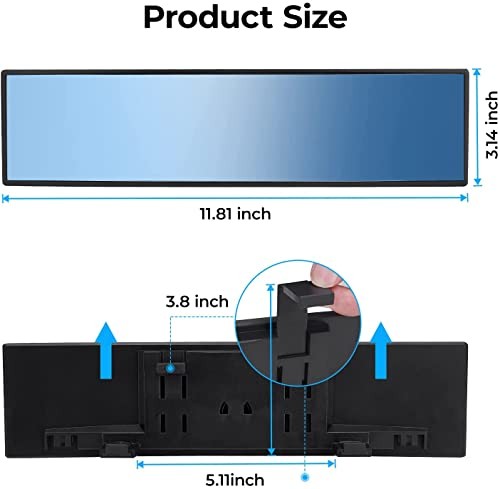 Rear View Mirror, Universal.8Inch Panoramic Convex 1 Blue (Black frame)