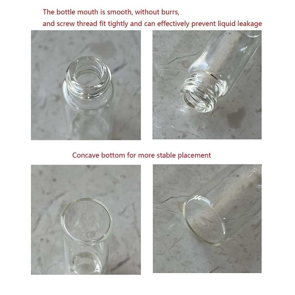 50pcs 3ml Mini Small Clear Glass Bottles Tiny Vials Empty Jars with Screw Caps