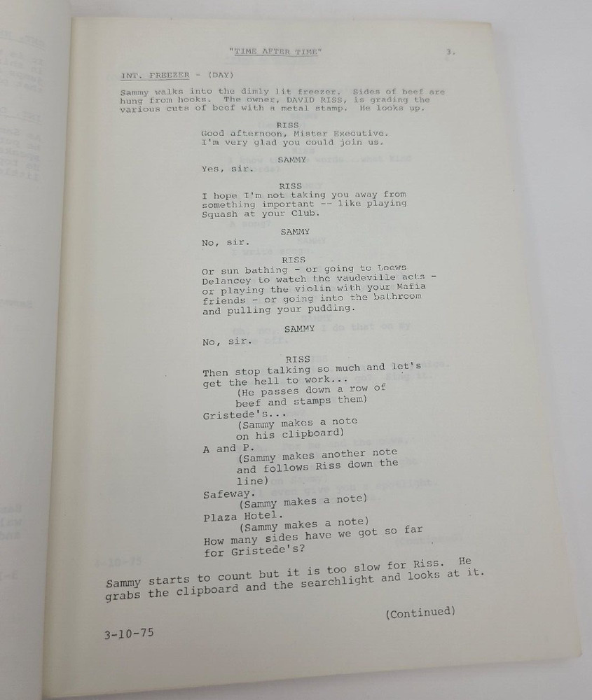TIME AFTER TIME / Jack Rose 1975 Unproduced Screenplay Movie Script