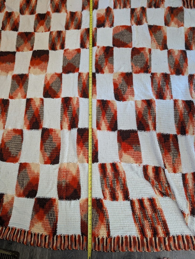 vintage Crocheted Patchwork Blanket 82 X85