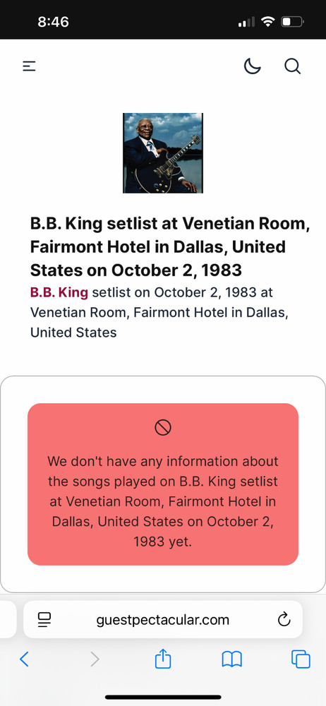 BB King Guitar Picks from Live Performances at the Venetian Room