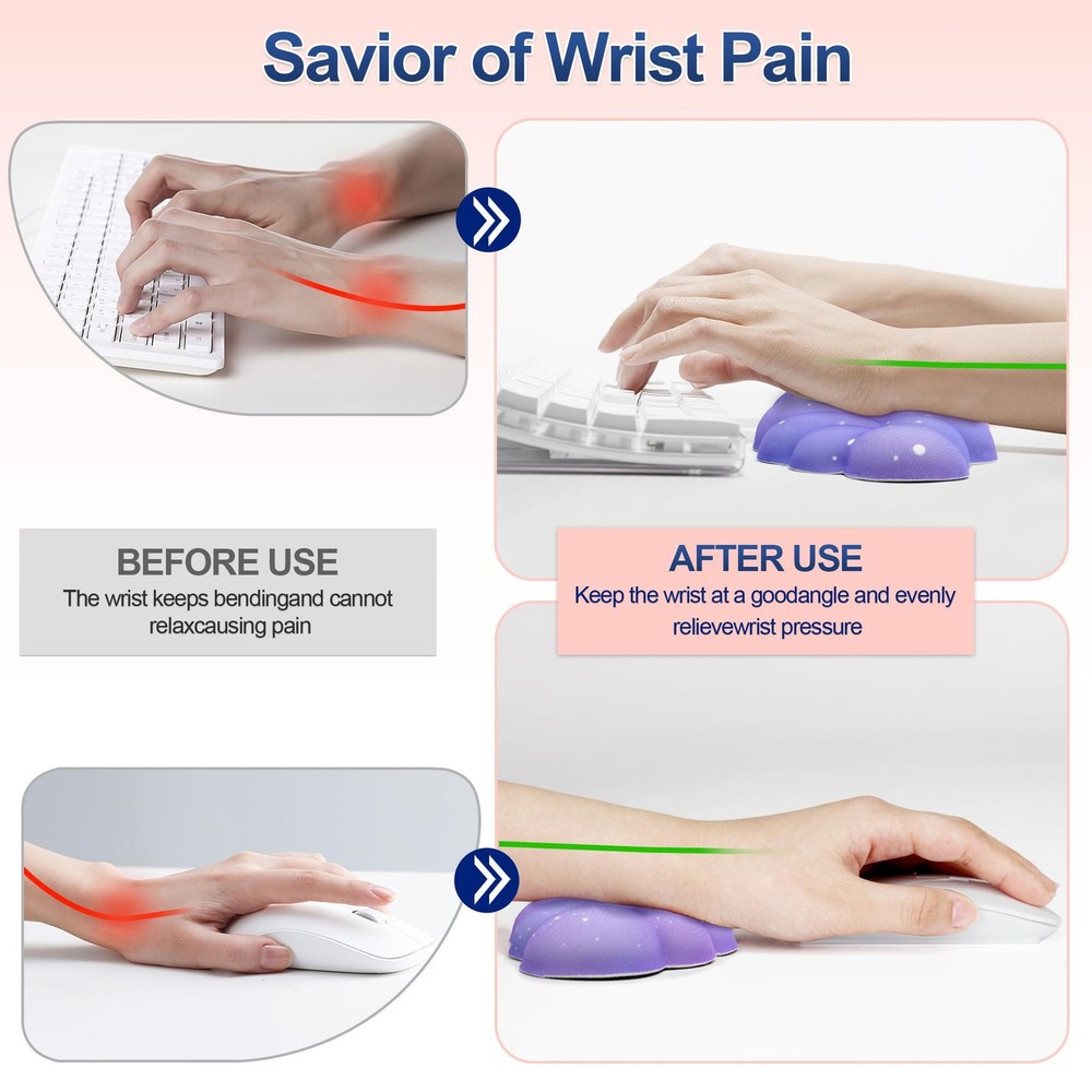 Cloud Wrist Rest Set for Keyboard and Mouse, Includes Cute Coaster, with Comp...