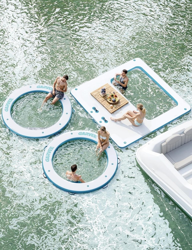10FT Inflatable Water Hammock Floating Dock Mesh Sunchill Float Ring,Party Raft