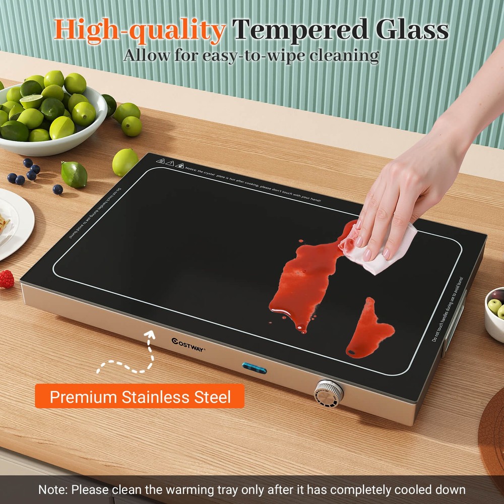 4PCS Electric Warming Tray w/Adjustable Temperature Built-In Handles for Buffets