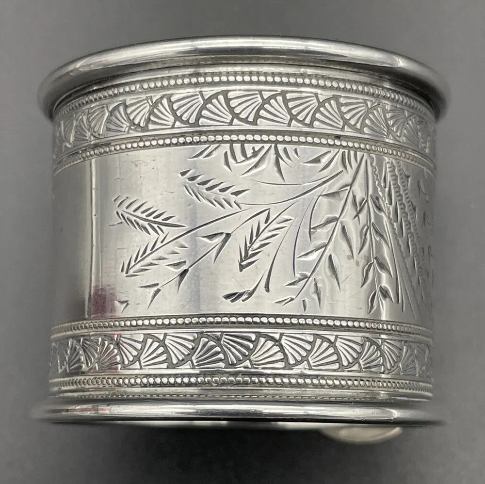 Large Gorham Brite-Cut Sterling Silver Napkin Ring Name Engraved “Catharine”