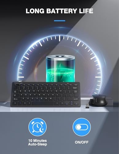 Wireless Keyboard and Mouse Combo, Mini Cordless Computer Keyboard and Black