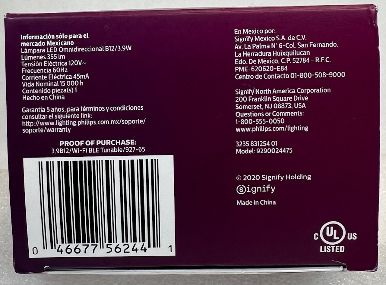 Lot of 3 -Philips Wiz 40W Tunable White Wi-Fi LED Bulb E12 -FREE S/H