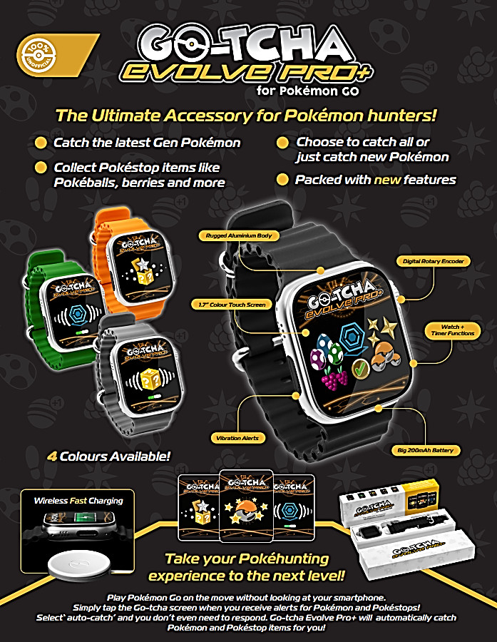 * POKEMON * GOTCHA EVOLVE PRO PLUS (BLK) AUTO CATCH - 2-4 Day Delivery