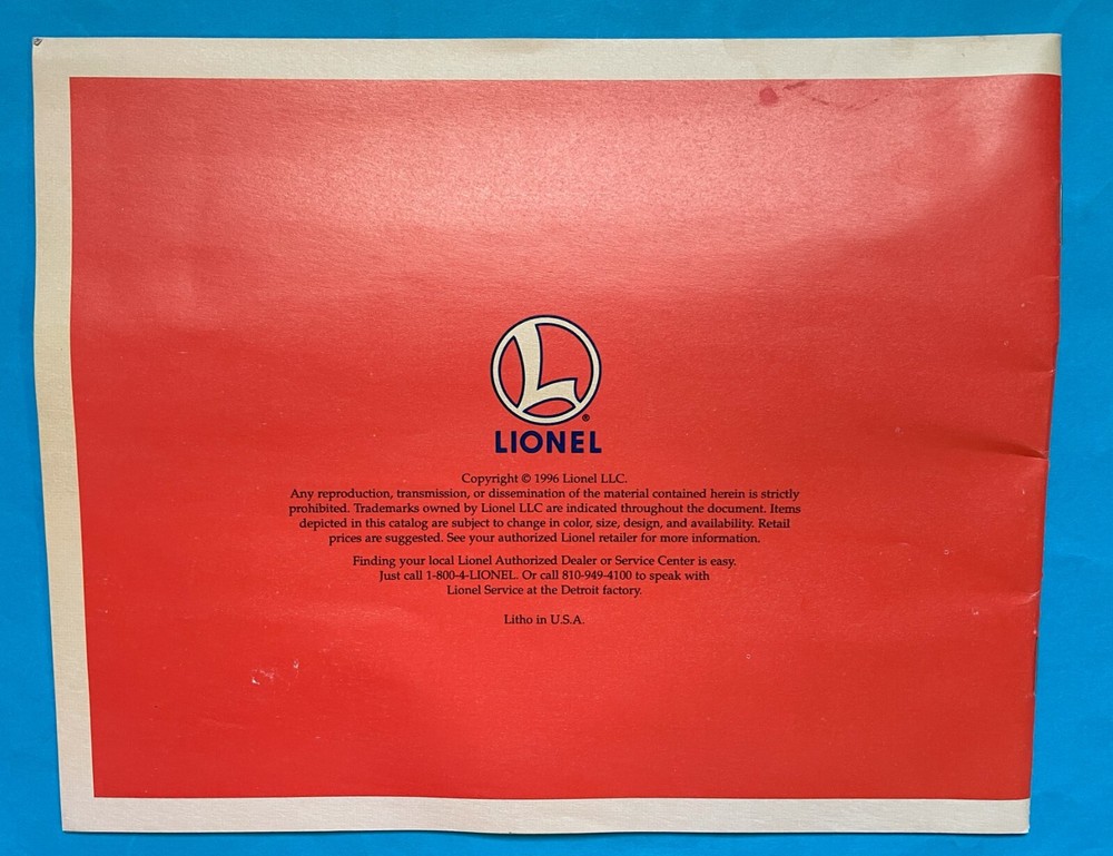 Lionel 1996 Train Catalog. Accessories.
