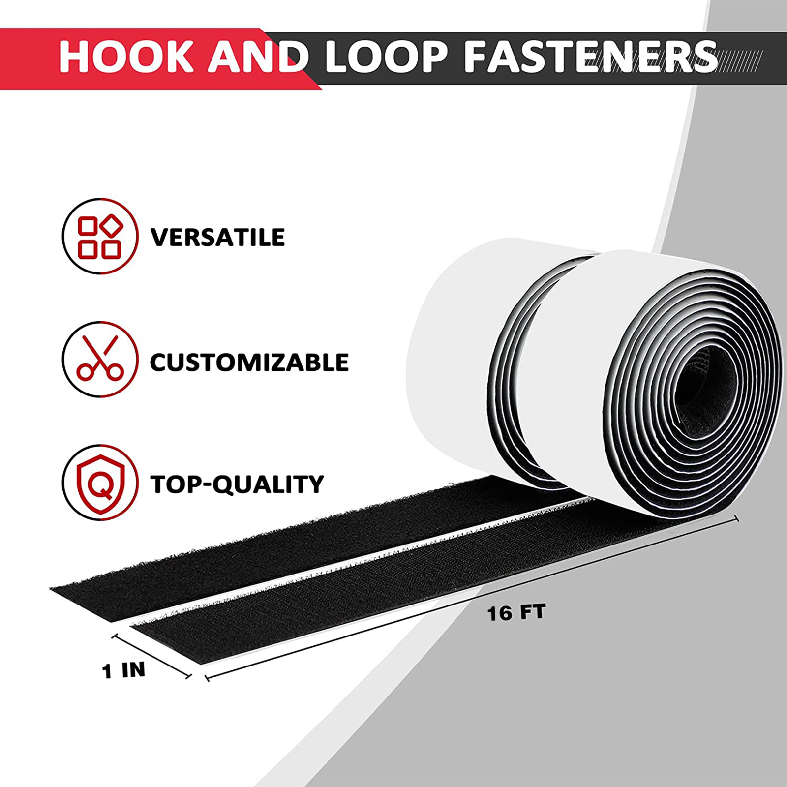 16 Ft Self Adhesive Tape Hook and Loop Fastener Extra Sticky Back Heavy Duty US