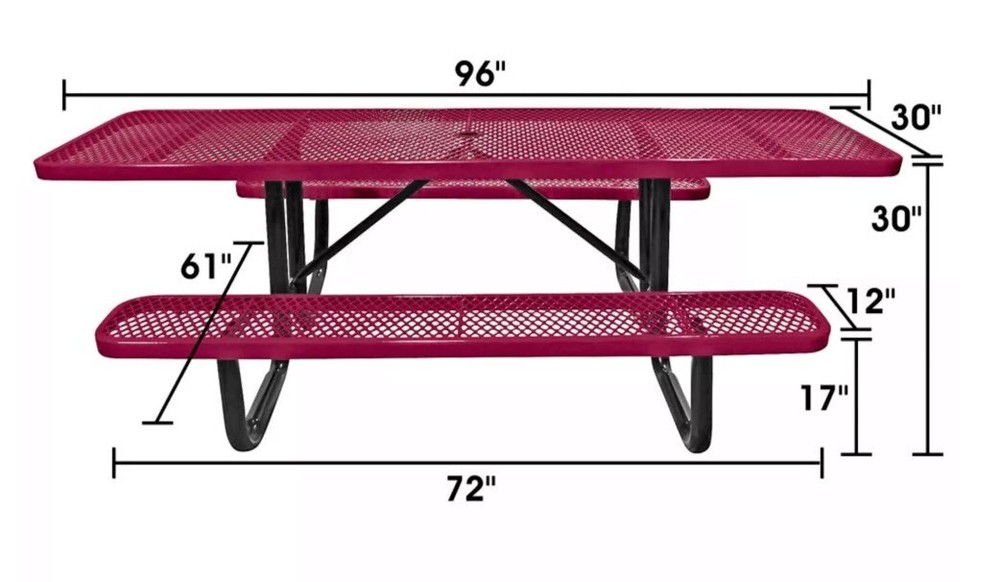 PICNIC TABLE Commercial - ADA Wheelchair Accessible - 8 Ft Rectangular
