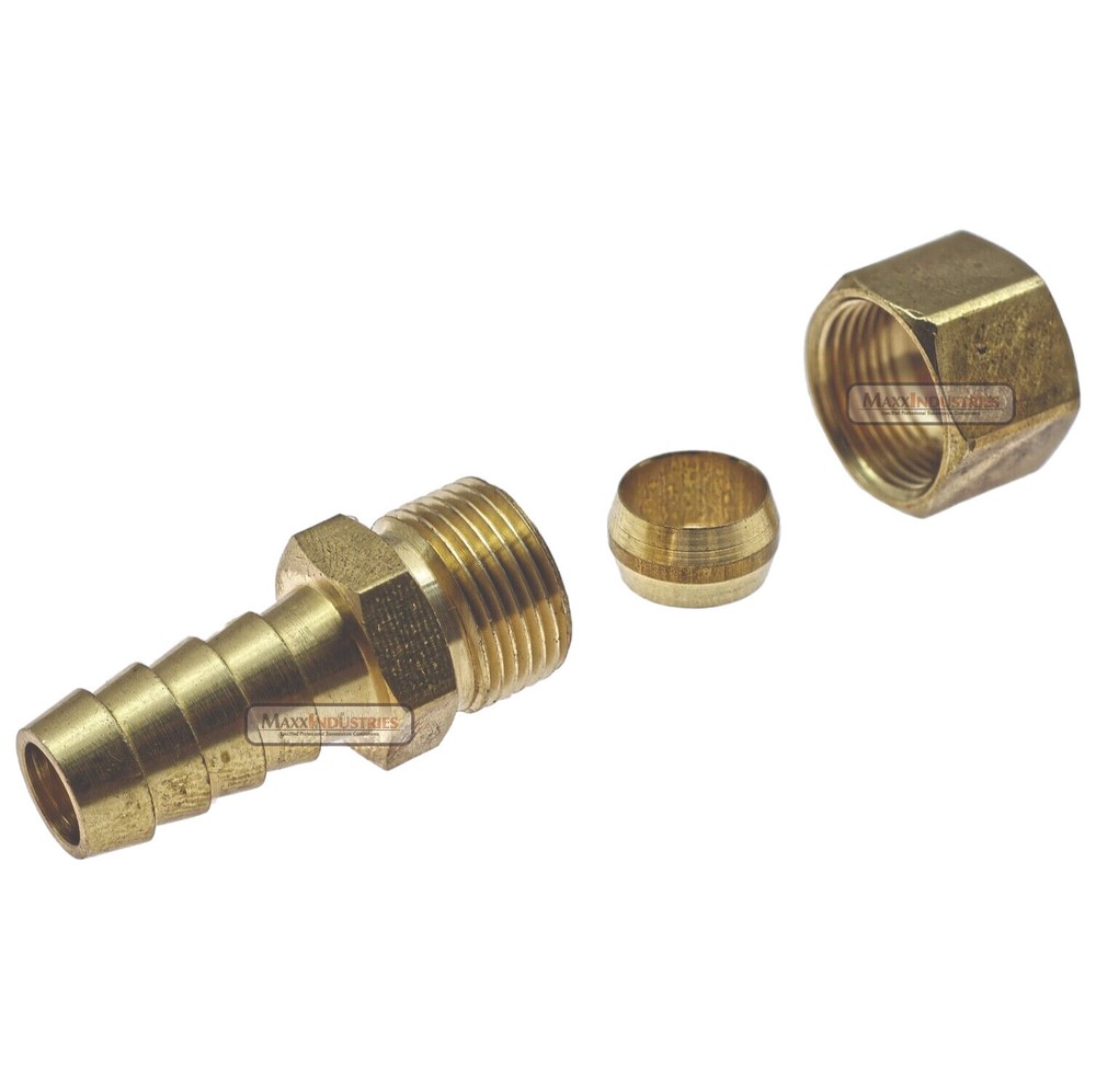 Automatic Transmission Cooler Line Fitting 5/16" Compression Brass Barbed
