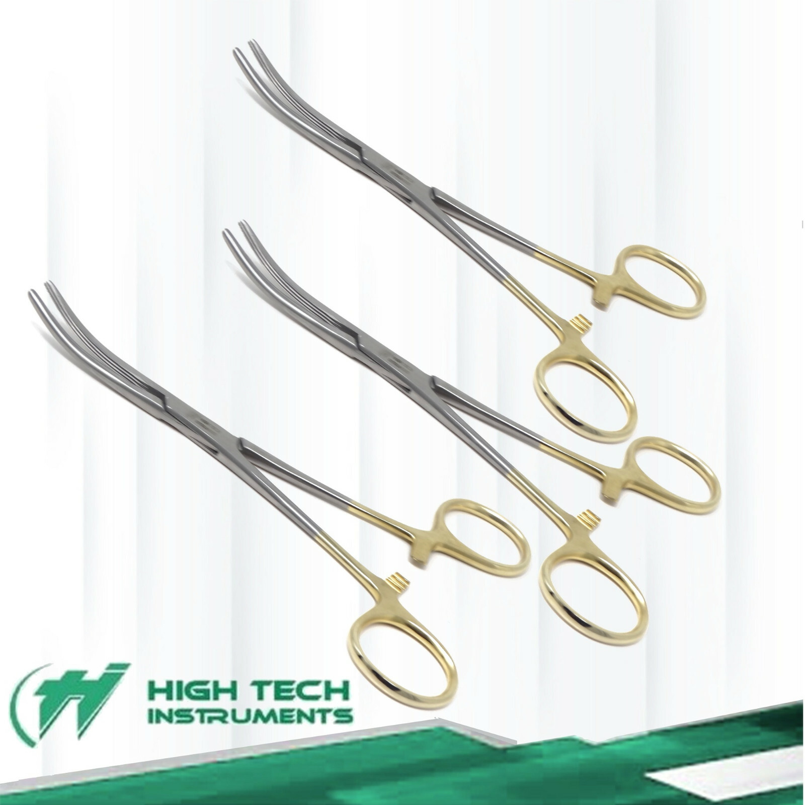 3 Rochester Carmalt Hemostat Forceps 6.5"Curved German Stainless Surgical-Gold