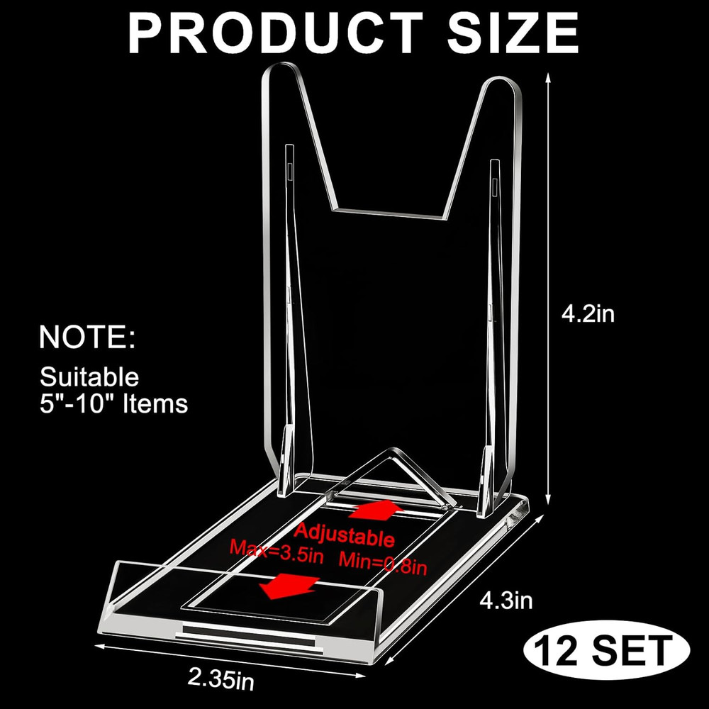 12 Pack Acrylic Book Stand for Display Adjustable Clear Display Holder Easel Col