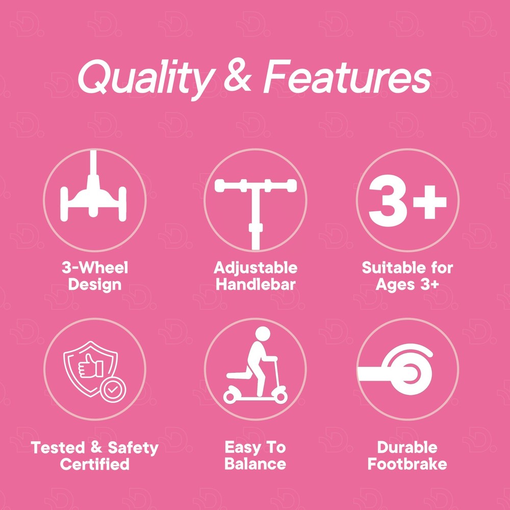 Dribbl 3-Wheel Kids Scooter - Lean-to-Steer Technology, Adjustable Height Han...