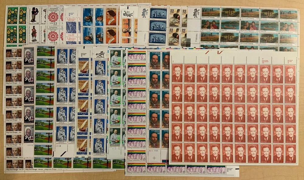 20 Different 22¢ Sheet Collection - Postage - Face Value $220.00 - Stuart Katz