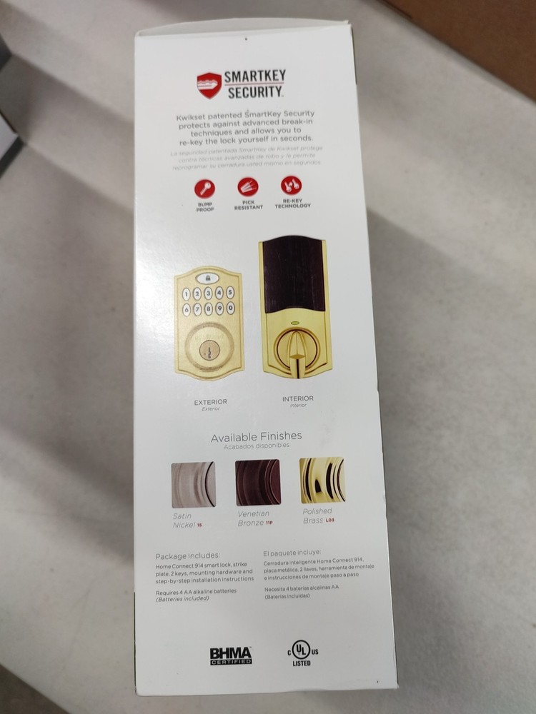 Kwikset 914 Keypad SmartCode Deadbolt Smart Lock ZigBee 3.0 in Polished Brass