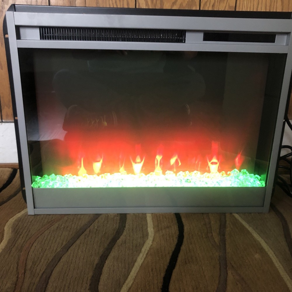 23" Electric Fireplace Insert Heater 1500W LED Flame Remote Control .
