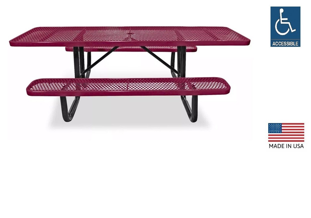 PICNIC TABLE Commercial - ADA Wheelchair Accessible - 8 Ft Rectangular