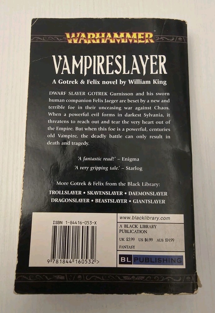 Vampireslayer - Paperback - Black Library Warhammer - 2001 - First edition