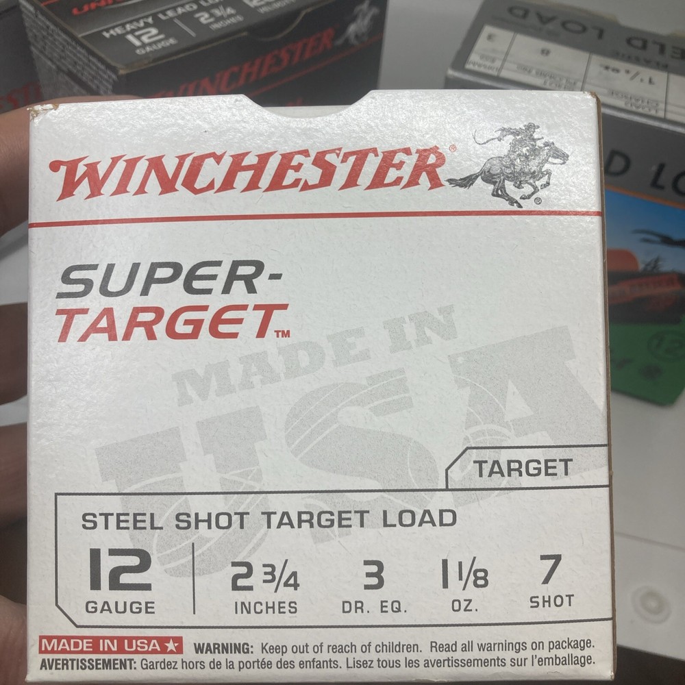 4 Empty Shotgun Shell Boxes, Target Load. Winchester * 3, Sellier & Bellot