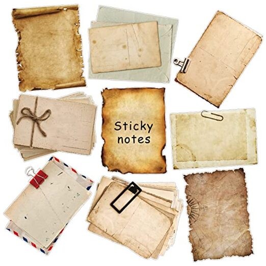 270 Sheets Vintage Sticky Note Pads Antique Looking Scrapbook Self Stick Notes