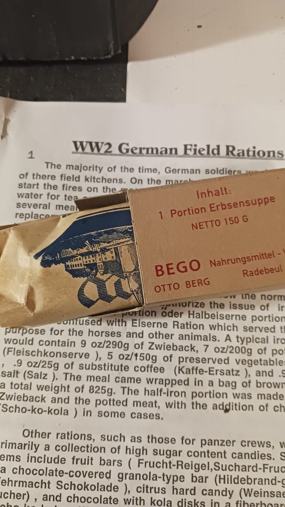 WW2 reproduction German field ration component - Soup in box