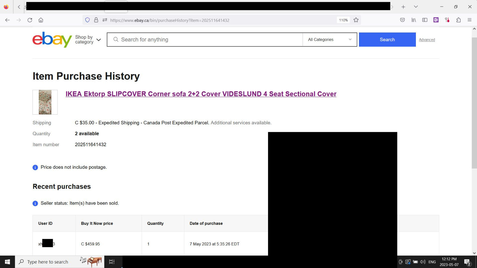 IKEA Ektorp SLIPCOVER Corner sofa 2+2 Cover VIDESLUND 4 Seat Sectional Cover