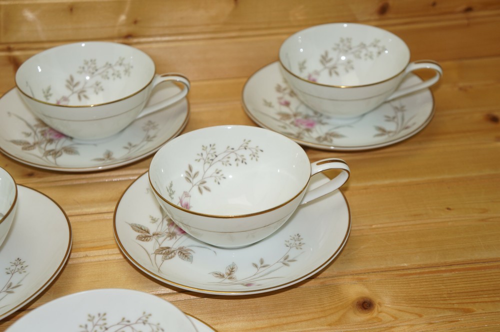 Noritake Luise (6) Cups, 2" & (6) Saucers, 6"