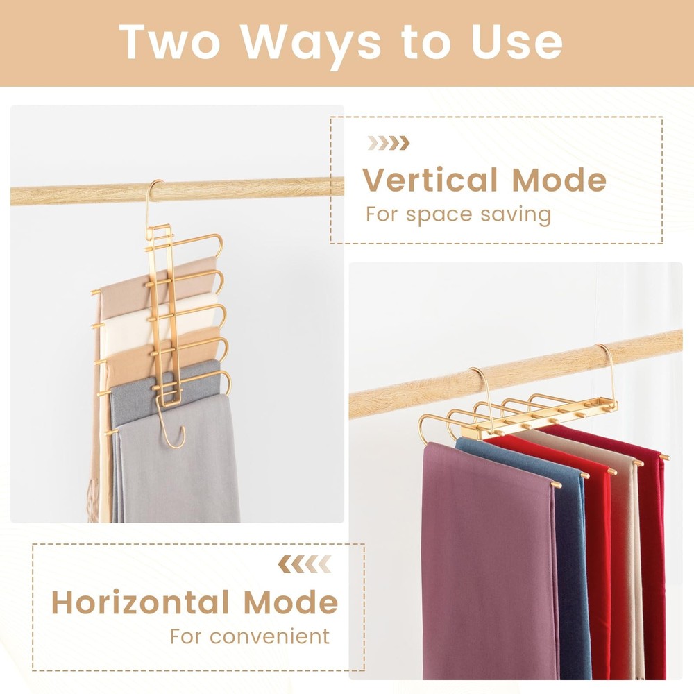 Pants Hangers Space Saving,Closet Hangers 5 Layers 2 Uses Multi Functional Pa...