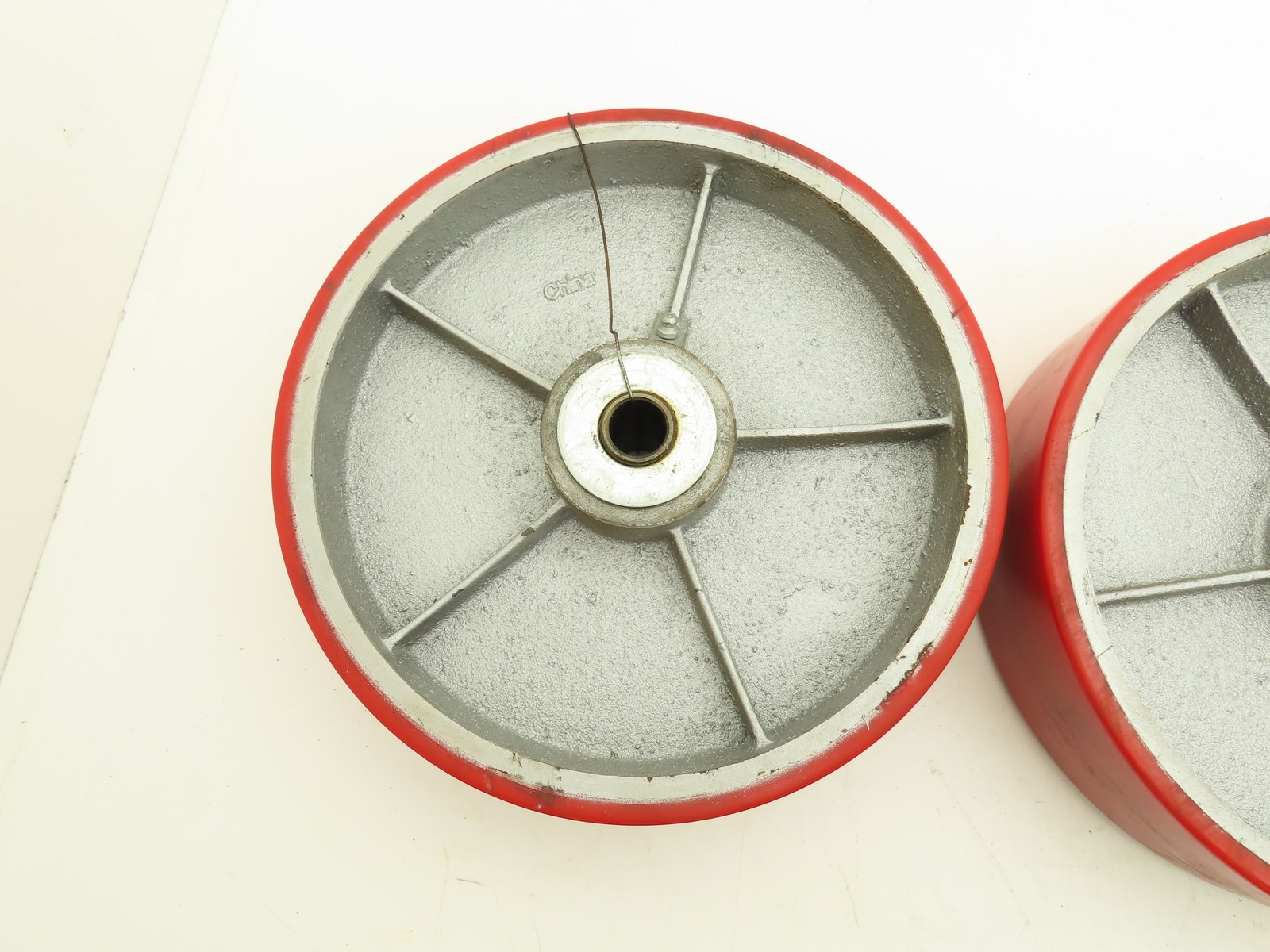 10" x 2.5" Red Poly Metal Wheel 3/4" Bore Lot of 3