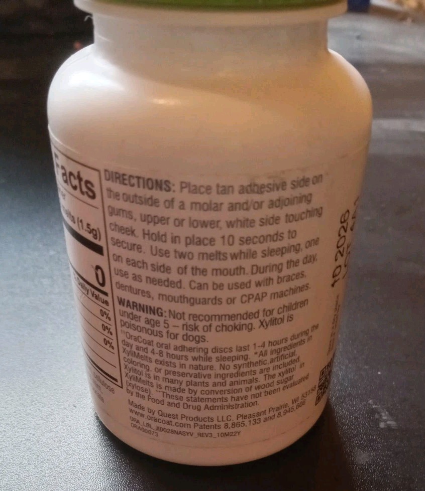 Oracoat XyliMelts for Dry Mouth Night Time or Day - 100 Count Mild Mint Flavor
