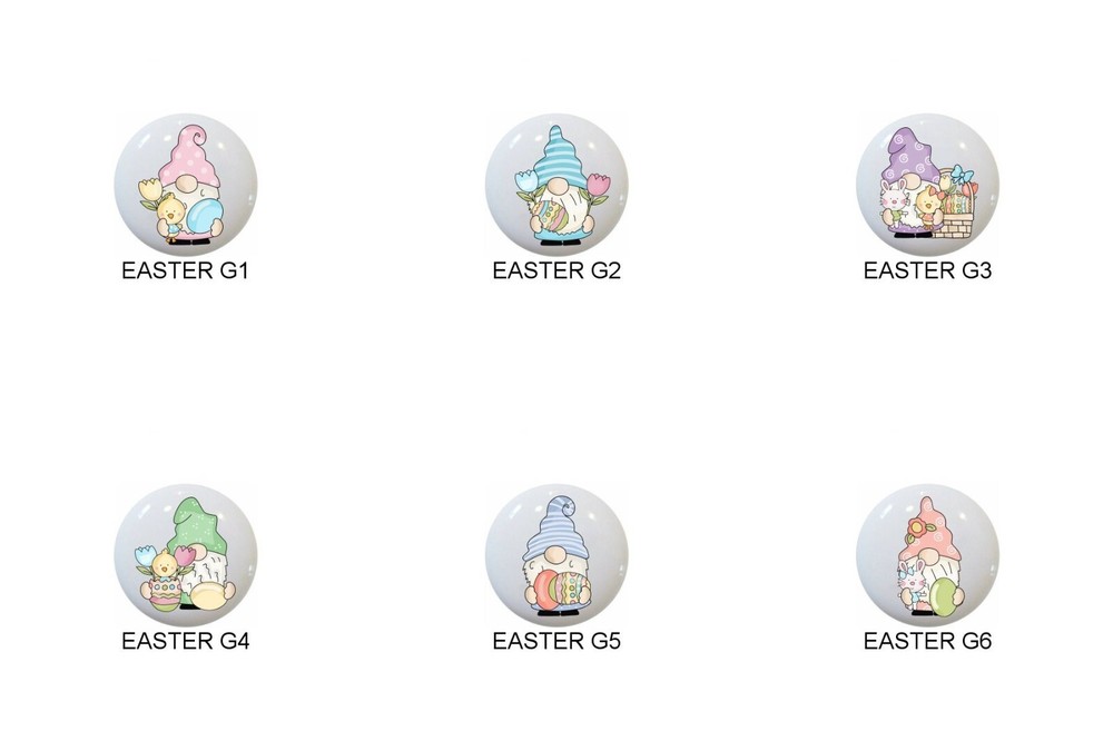 Gnome Pals Easter Time Gnomes 1.5" DECORATIVE Cabinet PULLS Dresser Drawer KNOBS
