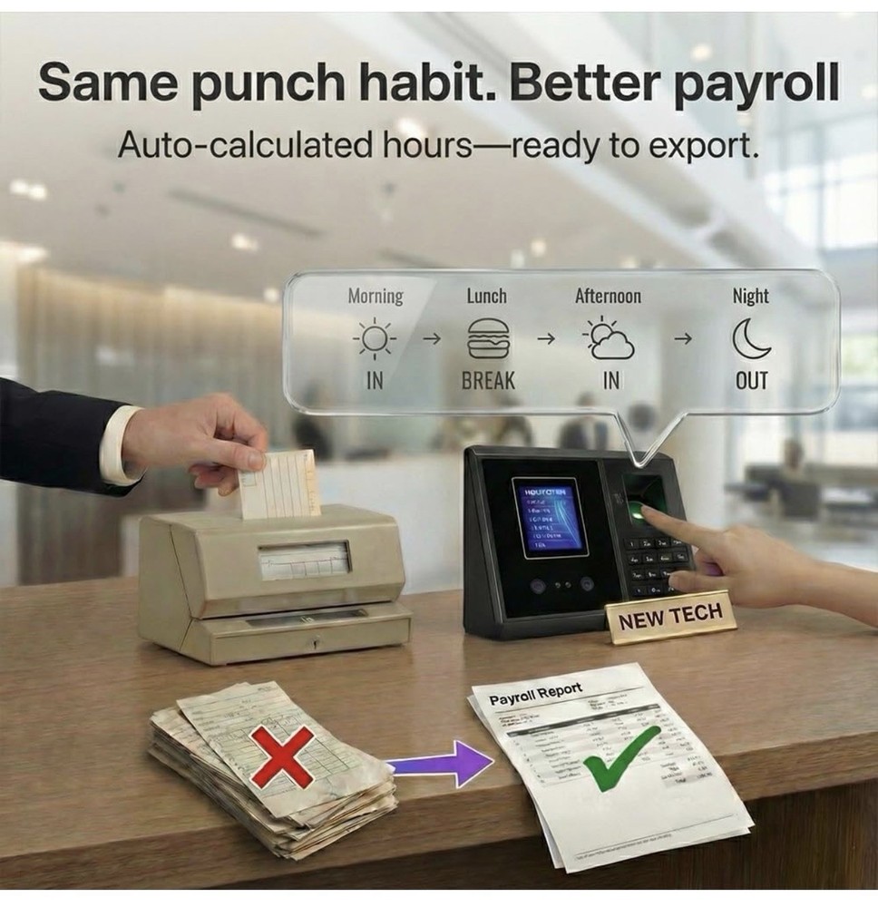 Tymelix App-Based Time Clock, 5s Setup, Auto Break, Lunch & Overtime Rules, Loca