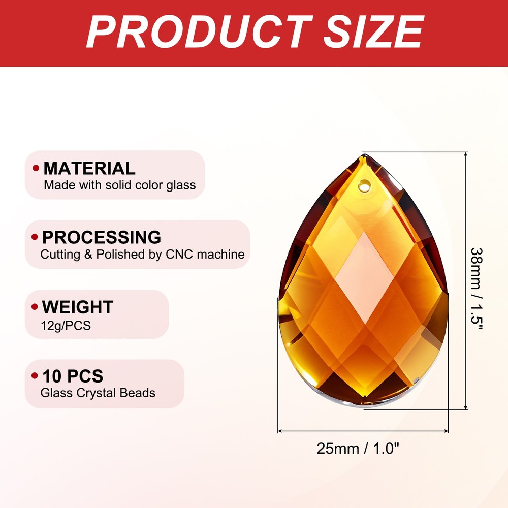 10Pack K9 Teardrop Beads 38mm Grid Beads Amber