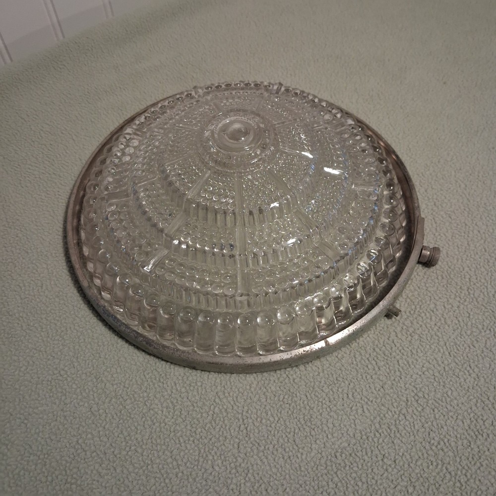 Glass Diffuser w/Retaining Ring Art Deco Flush Mount Pressed Glass OBO
