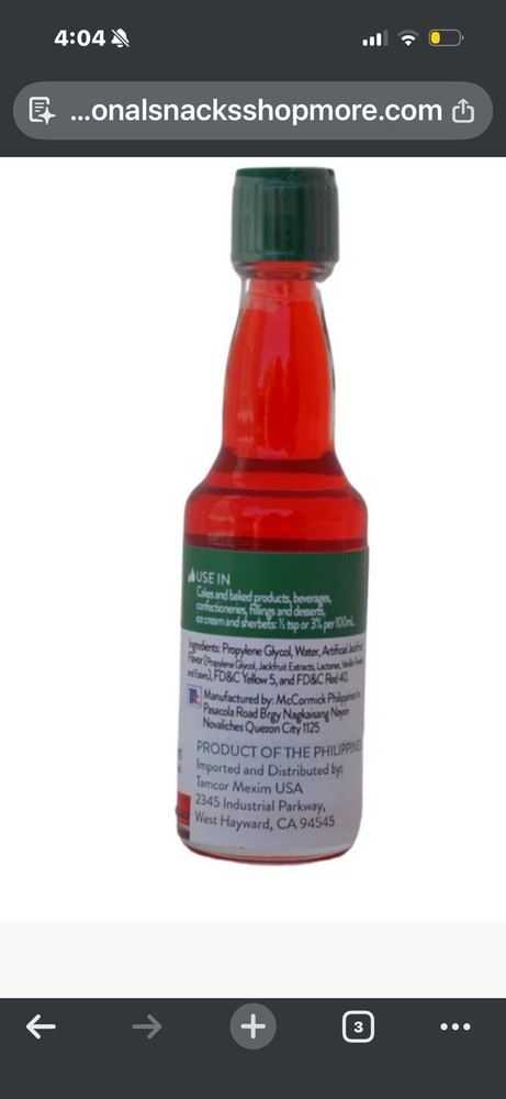 McCormick Langka Jackfruit Flavor Extract 20ml Pantry Fruit Style