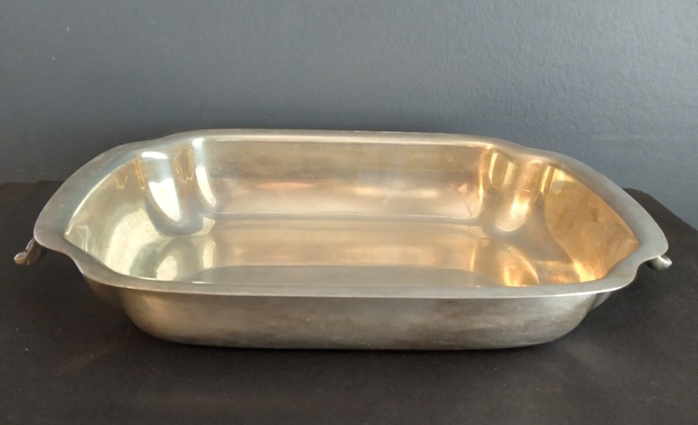 Antique silver serving dish with handled lid, grape design