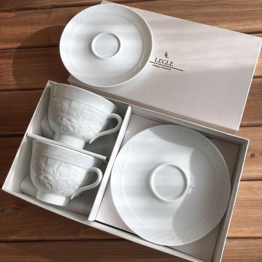 Legle Limoges Cup Saucer Pair Set
