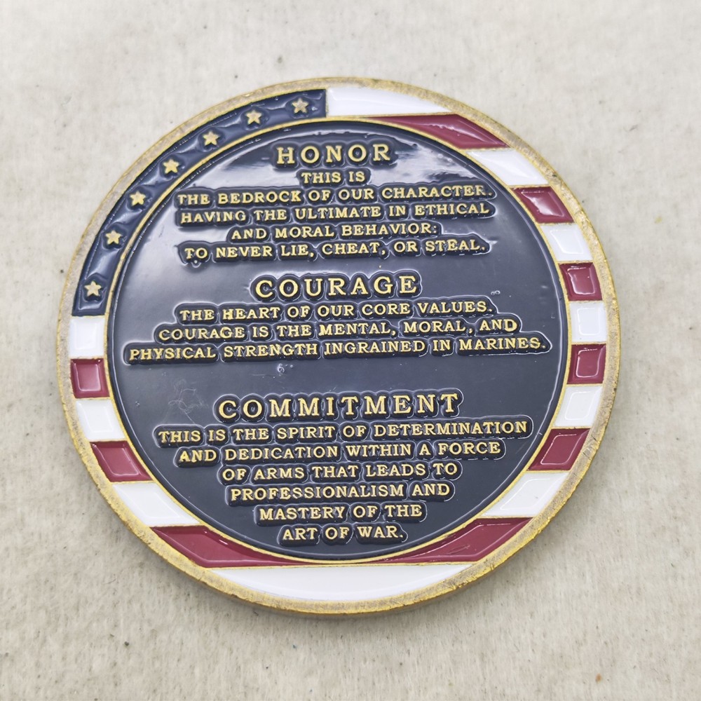US Marine Corps Core Values Challenge Coin