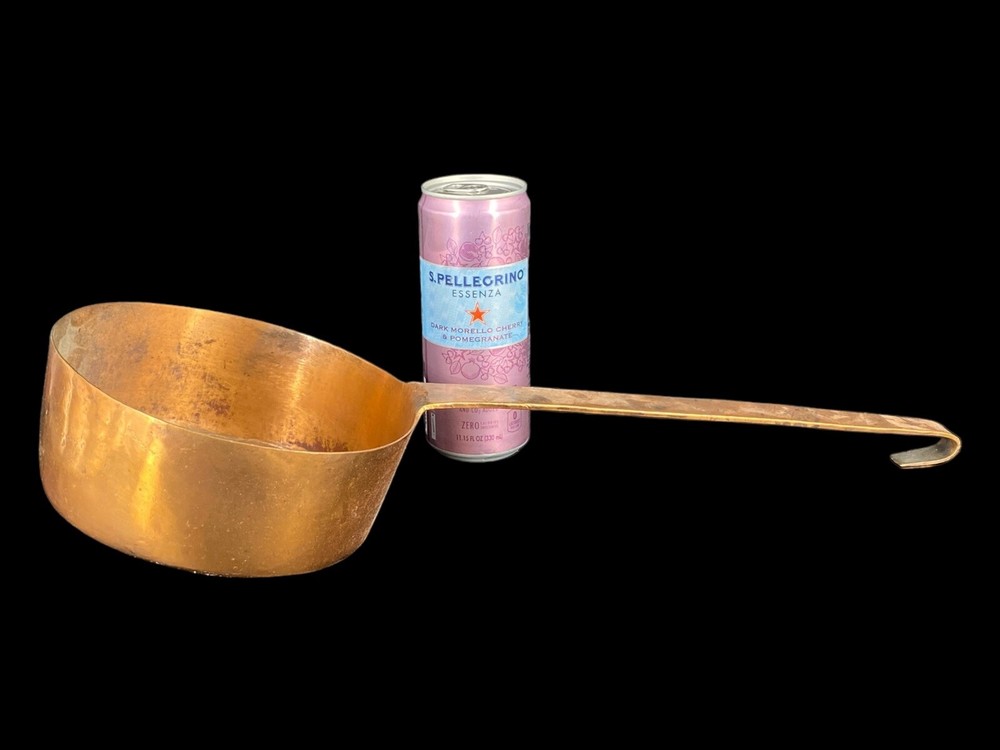 Antique Copper Saucepan w/ Long Handle 6.75" Diameter 2.75" Depth