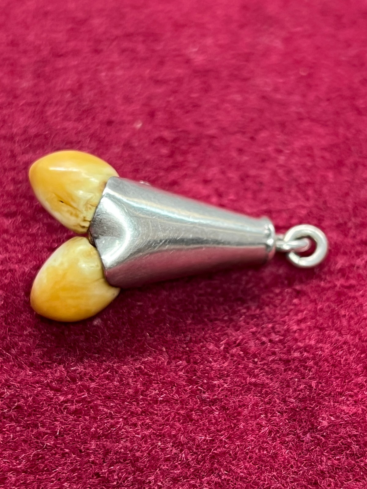 Antique Sterling Silver Pocket Watch Chain Pendant Fob Charivari Teeth Wild Boar