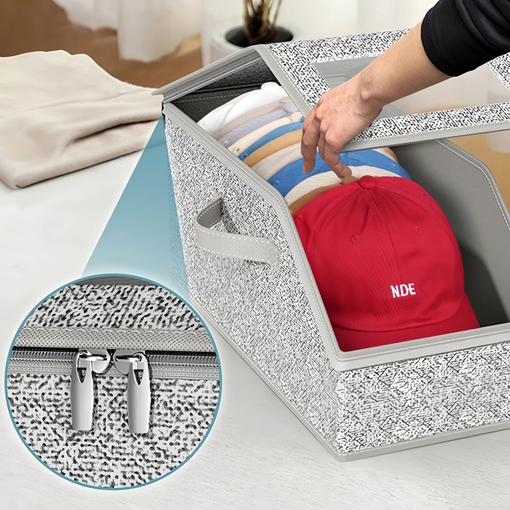 1/2x Stackable Hat Storage Organizer for Baseball Caps 24 Caps Hat Box with Lid