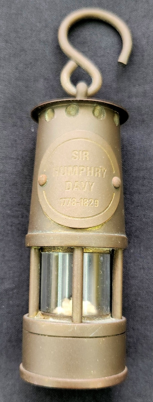 Sir Humphry Davy Miniature 2 7/8" Brass Miner Safety Lamp Non-Functional Vintage
