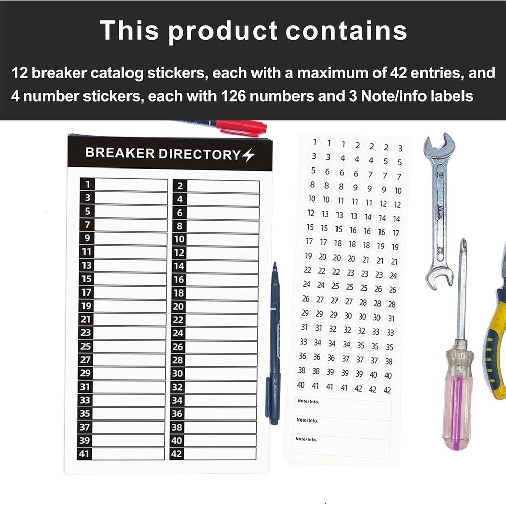 16 Sheets Breaker Panel Labels Electrical Box Sticker Numbers Breaker
