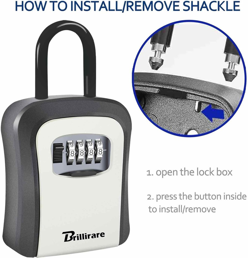 2 Pack Key Lock Box, Waterproof 4 Digits Combination Lockbox with Removable S...