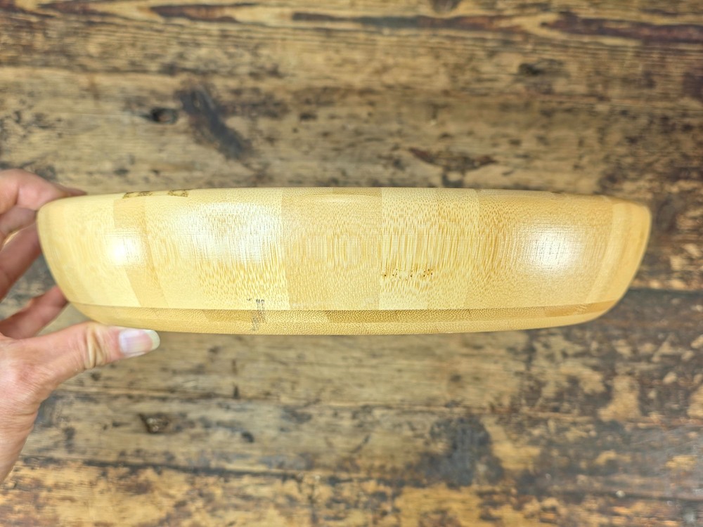 Handcrafted Round Bamboo Serving Tray Bowl
