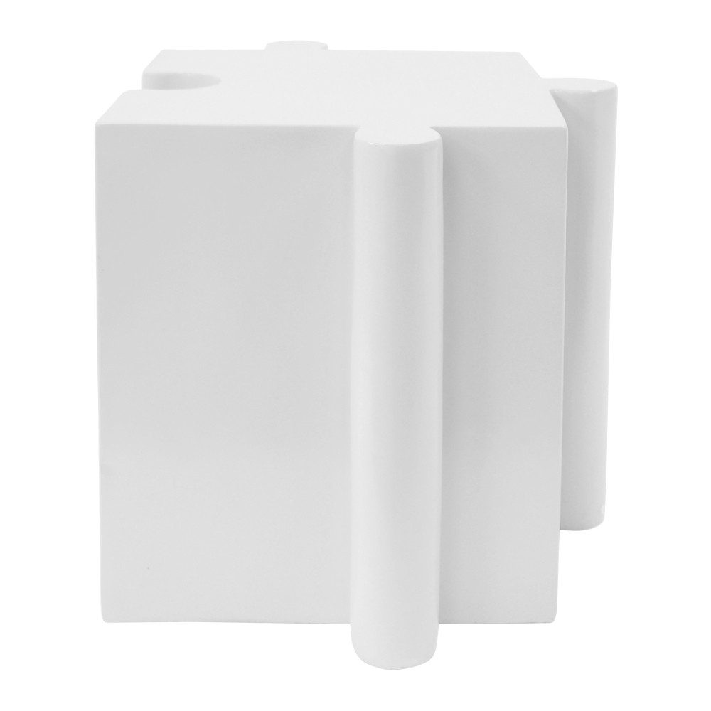 White Modular Puzzle Side Table w/ Convex Edge for Indoor & Outdoor