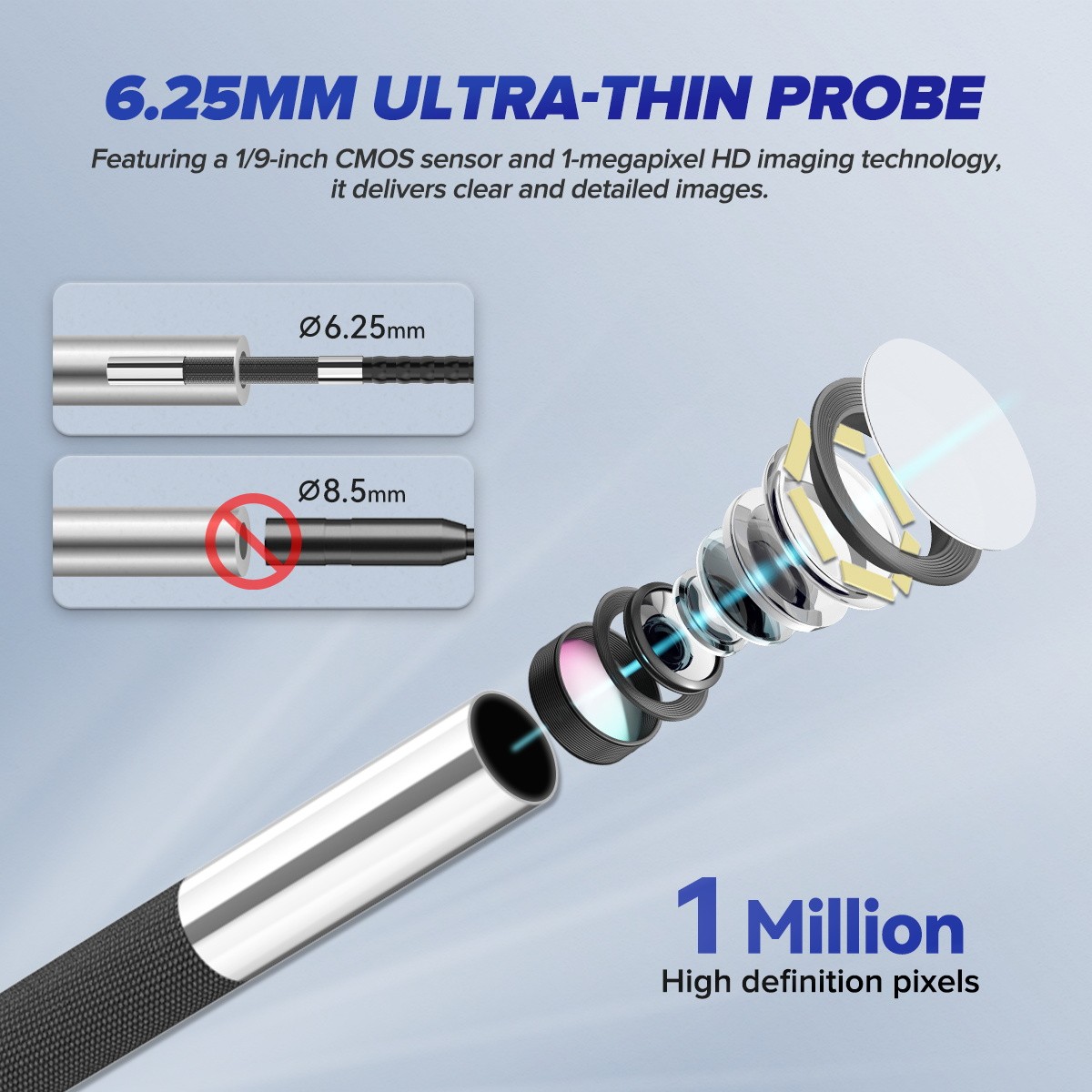 4 Way 360° Articulating Borescope Industrial Endoscope Camera Detachable Screen